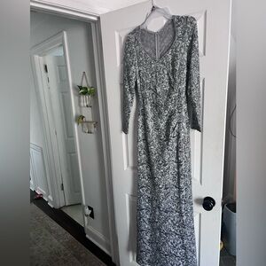 Elegant Gray Lace Evening Dress